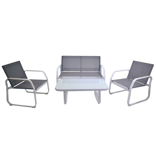 Ensemble Salon de Jardin Table Basse Canapé 2 Chaises en Métal et Textilène ø66xH71cm Adami Anita Gris online