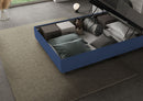 Letto 1 Piazza E Mezzo Testata Liscia Imbottito in Similpelle Adele Blu Varie Misure