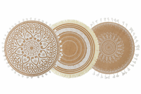 sconto Lot de 6 sets de table ronds en jute Ø38 cm VdE Tivoli 1996 Blanc