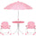 Set Tavolo e Sedie per Bambini con Ombrellone per Esterno in Acciaio Rosa