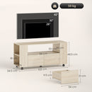 Mobile Porta TV 102x34.5x48.5 cm da 42" con Ruote Ripiani Regolabili e Cassetti Legno      