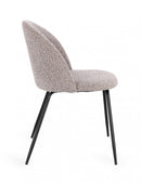 Set 4 Sedie 49x55x77 cm Tanya in Bouclè Nero e Visone