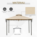 Gazebo da Giardino 3,25x3,25m con Telo Estraibile Marrone Chiaro