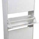 Scarpiera 3 Ante 63x24x115 cm a Doppia Profondità con Maniglie a Scomparsa in MDF Noce      