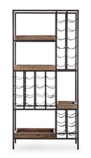Mobile Cantinetta Portabottiglie 86x35x180 cm in Acciaio e Legno