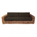 Divano Polinesia 3 Posti con Cuscini 75x265x105 cm in Rattan Marrone