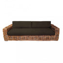 Divano Polinesia 3 Posti con Cuscini 75x265x105 cm in Rattan Marrone