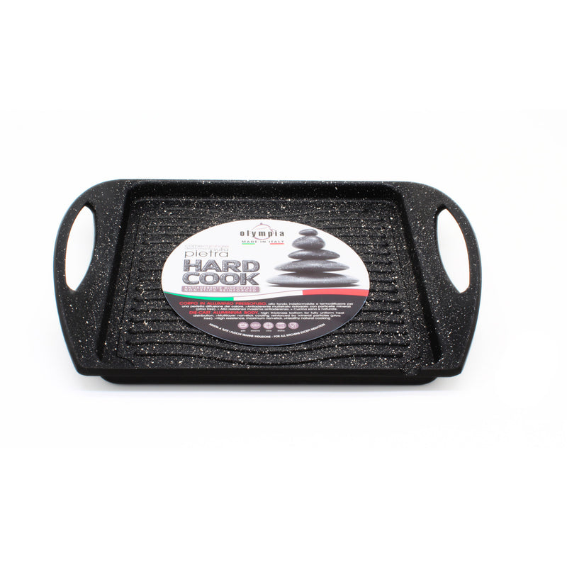 Vassoio Grill Quadrato Antiaderente 2 Maniglie 25x25 cm Olympia Hard Cook