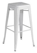 Set 4 Sgabelli Impilabili 44x44x77 cm in Lamiera Galvanizzata Avorio