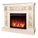 Camino Elettrico da Pavimento 87x110x30 cm Effetto Fiamma 1500W Latifa & Lorance Avorio