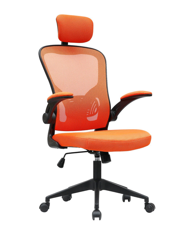online Chaise de bureau de direction 63x62x117 cm en tissu résille orange
