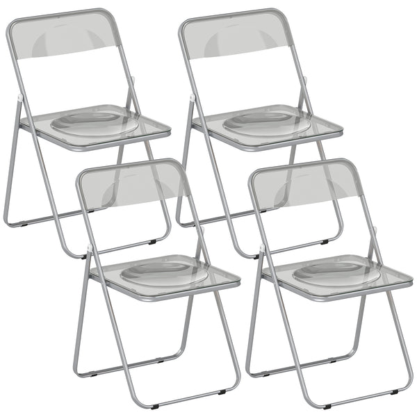 sconto Set 4 Sedie Pieghevoli 47x48x75 cm in Acrilico Trasparenti Grigio