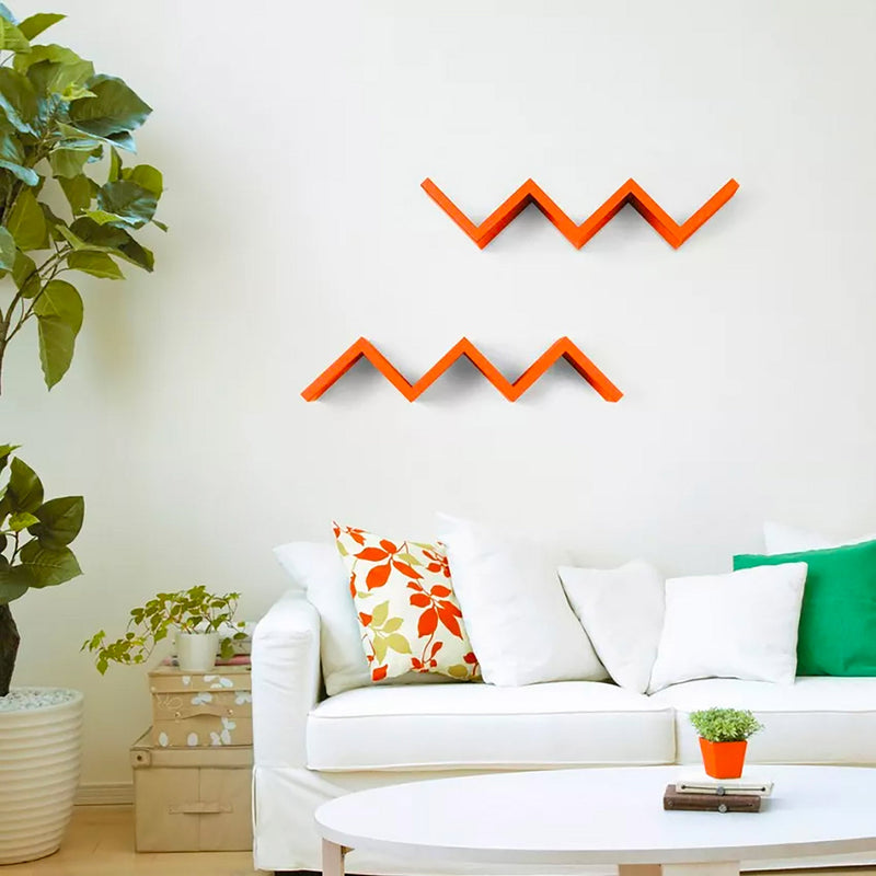 Mensola da Parete Libreria Zigzag 56x15,5 cm in Fibra di Legno Saetta Rosa Blush