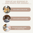 Rampa per Cani Pieghevole max 15Kg 101x36x62 cm Altezza Regolabile in Legno e Poliestere