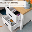 Comodino 2 Cassetti 40x39x48 cm in MDF Bianco