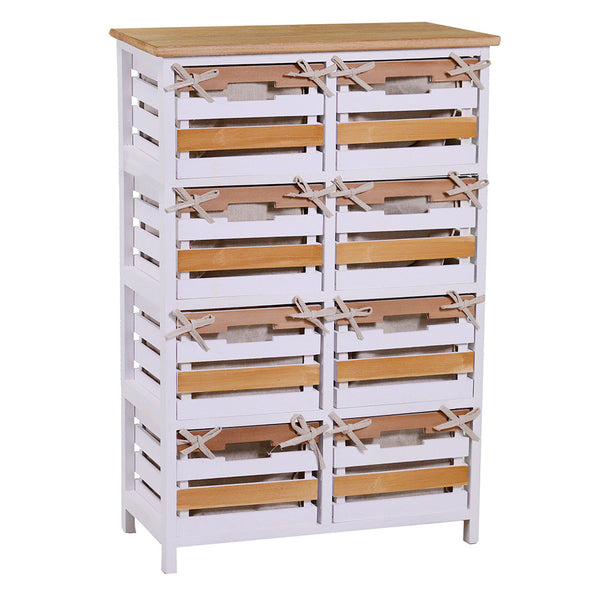 Commode 8 tiroirs en bois 58x30x85cm Matilda Noyer clair et blanc acquista