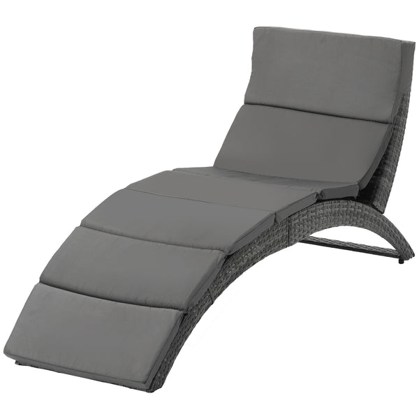 Lettino Prendisole da Giardino Pieghevole 59x156x78 cm in Rattan PE Ergonomica Grigio online