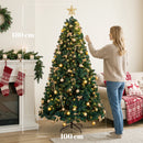 Albero di Natale Artificiale Ø100x180 cm con 240 Luci LED 755 Rami in PVC Stella Palline e Fiocchi Verde      