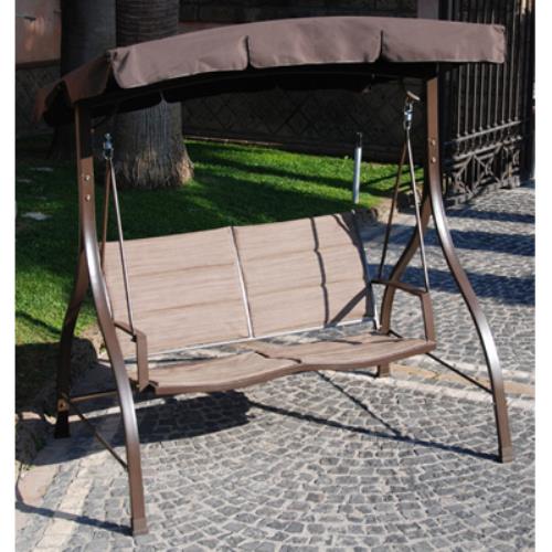 sconto Fauteuil À Bascule 2 Places En Fer Avec Housse De Siège En Textilène Rembourré 160X114X163Cm 