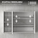 Specchio da Bagno Pensile a 3 Ante  90x13,5x60 cm Rivestimento in Melamina Bianco  