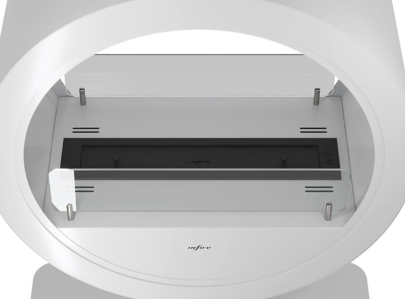 Camino a Bioetanolo da Pavimento 72,5x100x37,5 cm Incyrcle 2Side Stand Bianco con Vetro