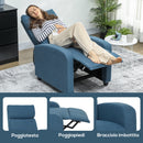 Poltrona Relax Reclinabile Manualmente 69x88x101 cm in Tessuto Effetto Lino Blu  