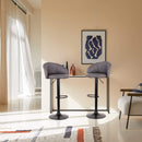 Set 2 Sgabelli 51x44x60/80 cm in Similpelle Base Nera Grigio