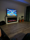 Camino Elettrico da Pavimento 72,5x158x30 cm Effetto Fiamma 1500W Bernard & Hermes Bianco