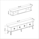 Porta tv con pensile Bientv 180 effetto marmo nero particolari oro