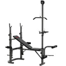 Panca Palestra Multifunzione Regolabile con Rack Bilanciere con Leg Extension Low Row Arm Curl Nero      