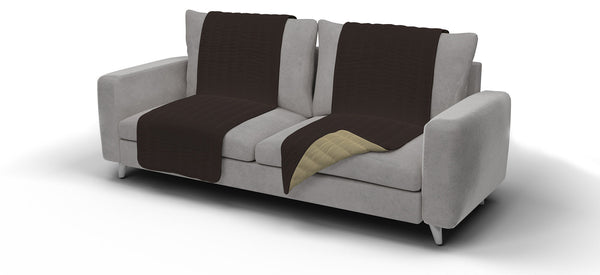 Housse de siège de canapé matelassée en microfibre double face marron/crème sconto