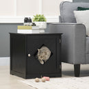 Lettiera per Gatti con Porta Magnetica 48,5x53x51,5 cm in MDF e Truciolato Nera