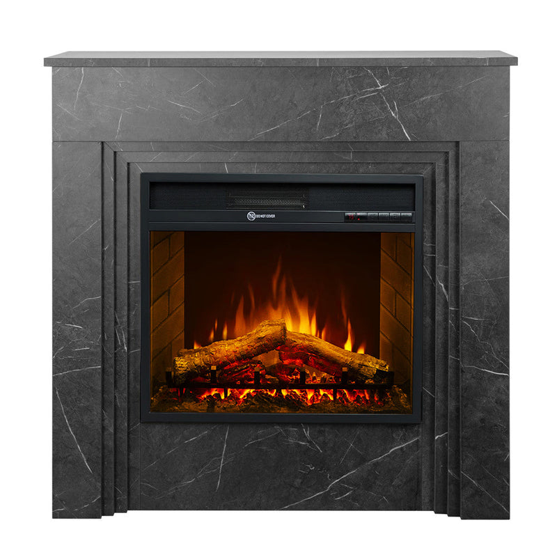 Camino Elettrico da Terra 96x35x96 cm Bellini in Legno Effetto Marmo Nero      