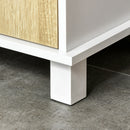 Colonna Bagno Salvaspazio 33,5x29x169 cm 3 Vani Aperti e Armadietto in Legno Bianco e Marrone Chiaro