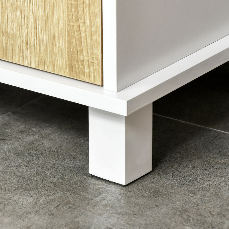 Colonna Bagno Salvaspazio 33,5x29x169 cm 3 Vani Aperti e Armadietto in Legno Bianco e Marrone Chiaro