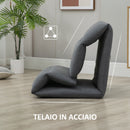 Poltrona da Terra 71x72x60 cm Schienale Reclinabile in Tessuto Grigio Scuro