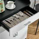 Mobiletto 1 Cassetto 2 Ante 60x40x90 cm in MDF Bianco e Nero