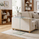 Tavolino Moderno da Salotto con Design Monoblocco 80x45x35 cm in Vetro Temperato Trasparente      