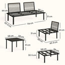 Set 6 Pezzi Mobili da Giardino Divano Angolare Poltrone con Cuscini e Tavolino in Metallo Grigio Chiaro      