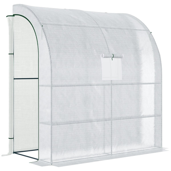 prezzo Serra Addossata a 3 Livelli 200x100x215 cm con Porte e Finestre Avvolgibili in PE e Acciaio Verde e Bianco