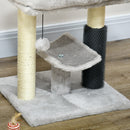 Albero Tiragraffi con Lettino in Peluche 40x40x48 cm con Spazzola e Palo in Sisal Grigio   