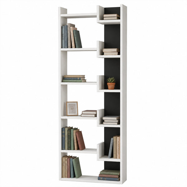 sconto Libreria a 6 Ripiani 60,5x22x162,5 cm Scaffalatura Verticale Moderna Bianco e Antracite