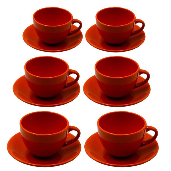 prezzo Set de 6 Tasses à Thé avec Soucoupe Ø9,5xh7 cm en Grès Cérame Orange Roméo