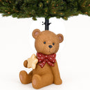 Base Albero Orsetto con Fiocco Natalizio Supporto di Natale con LED 28x25x38 cm