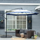 Ombrellone da Giardino a Braccio Ø295x194A cm in Metallo e Poliestere Blu Scuro e Crema   