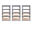 Set 3 Scaffali Senza Bulloni 90x45x180 cm in Acciaio Nero  