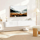Mobile Porta TV fino a 75" Sospeso 180x33x30 cm con Ante a Pressione in Legno Bianco Lucido      