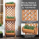 Set 3 Fioriere da Esterno a Mezza Botte 45x35x150 cm con Grigliato per Rampicanti in Legno di Abete Marrone