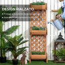 Set 3 Fioriere da Esterno a Mezza Botte 45x35x150 cm con Grigliato per Rampicanti in Legno di Abete Marrone