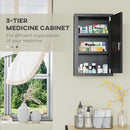 Armadietto per Medicinali 30x14x46 cm 3 Ripiani in Acciaio Nero